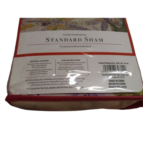 Better Homes & Gardens Pillow Sham Double Wedding Ring Standard 20" x 28" Floral - Picture 6 of 8